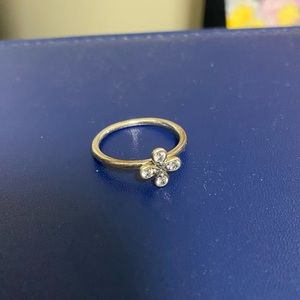 LIKE NEW Pandora Silver Flower Crystal Ring